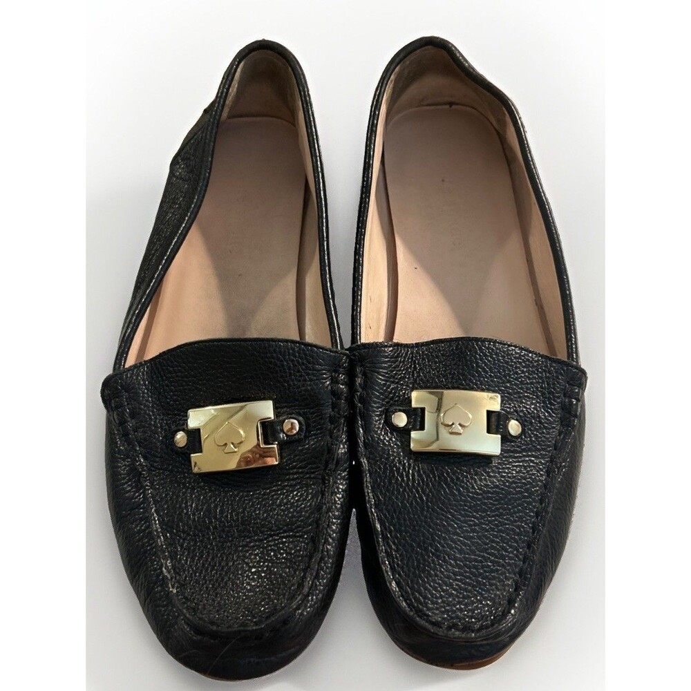 Kate Spade New York Carmen Black Pebbled Leather Loafers Size 8.5 B